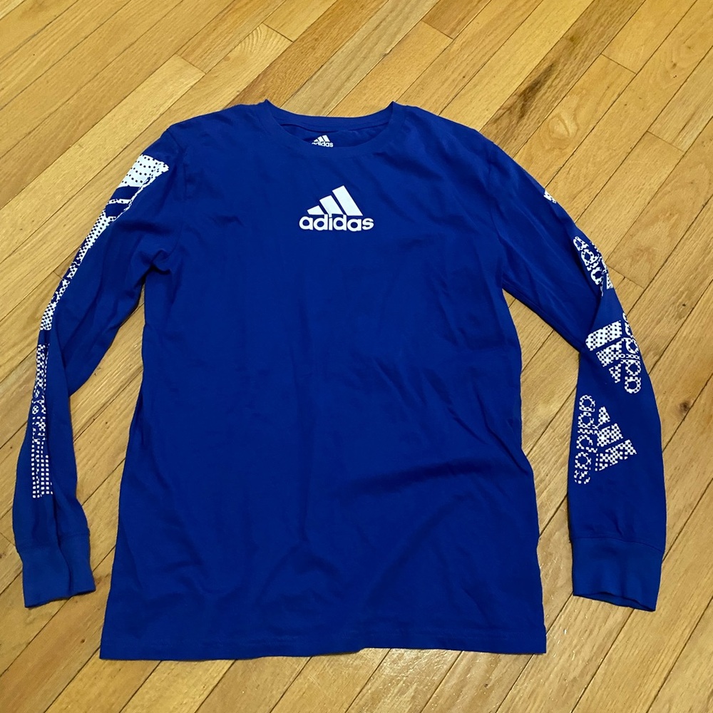 adidas boys Bold Blue Long-Sleeve Logo Shirt